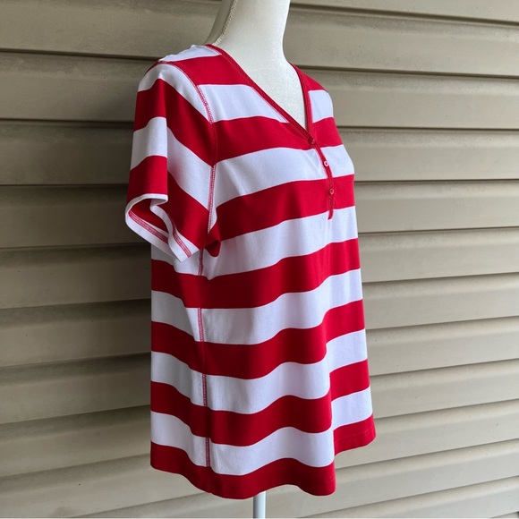 •Dress Barn• Red/White Stripe Short Sleeve Top - Size 2X - Picture 4 of 9